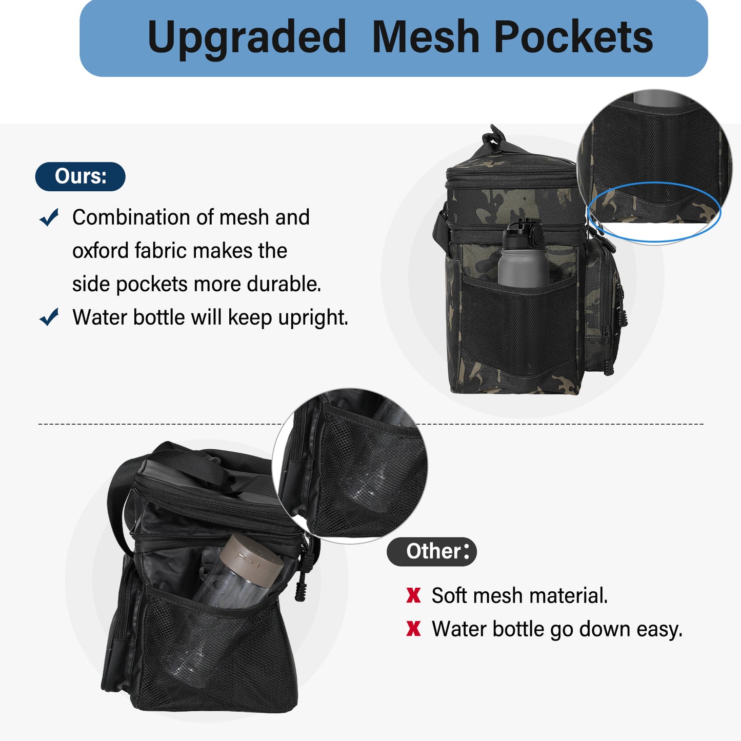Lunch Box Cooler Bag - Insulated Tactical Lunchbox for Men - Large Lunch Pail Lunch Kit for Adults Work Outdoor Shifts Trips Black Camo 16L