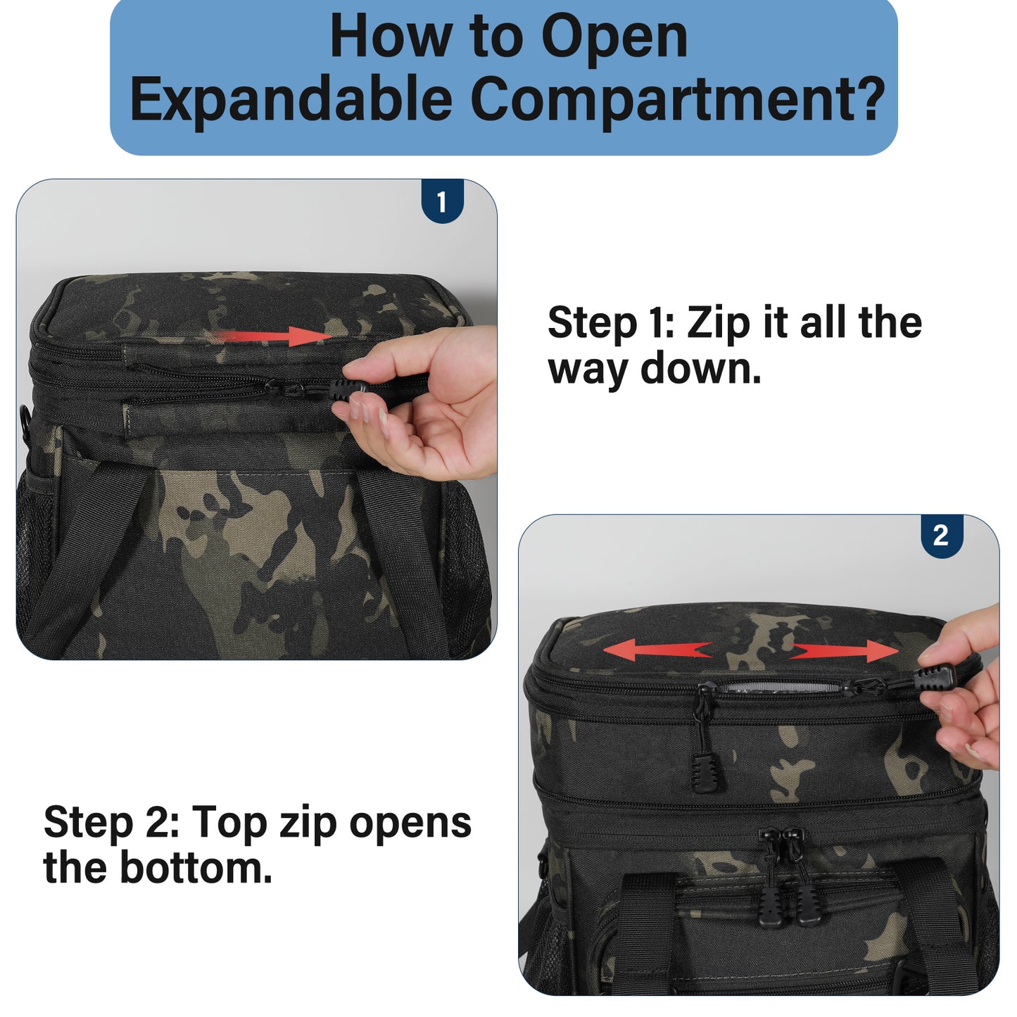Lunch Box Cooler Bag - Insulated Tactical Lunchbox for Men - Large Lunch Pail Lunch Kit for Adults Work Outdoor Shifts Trips Black Camo 16L