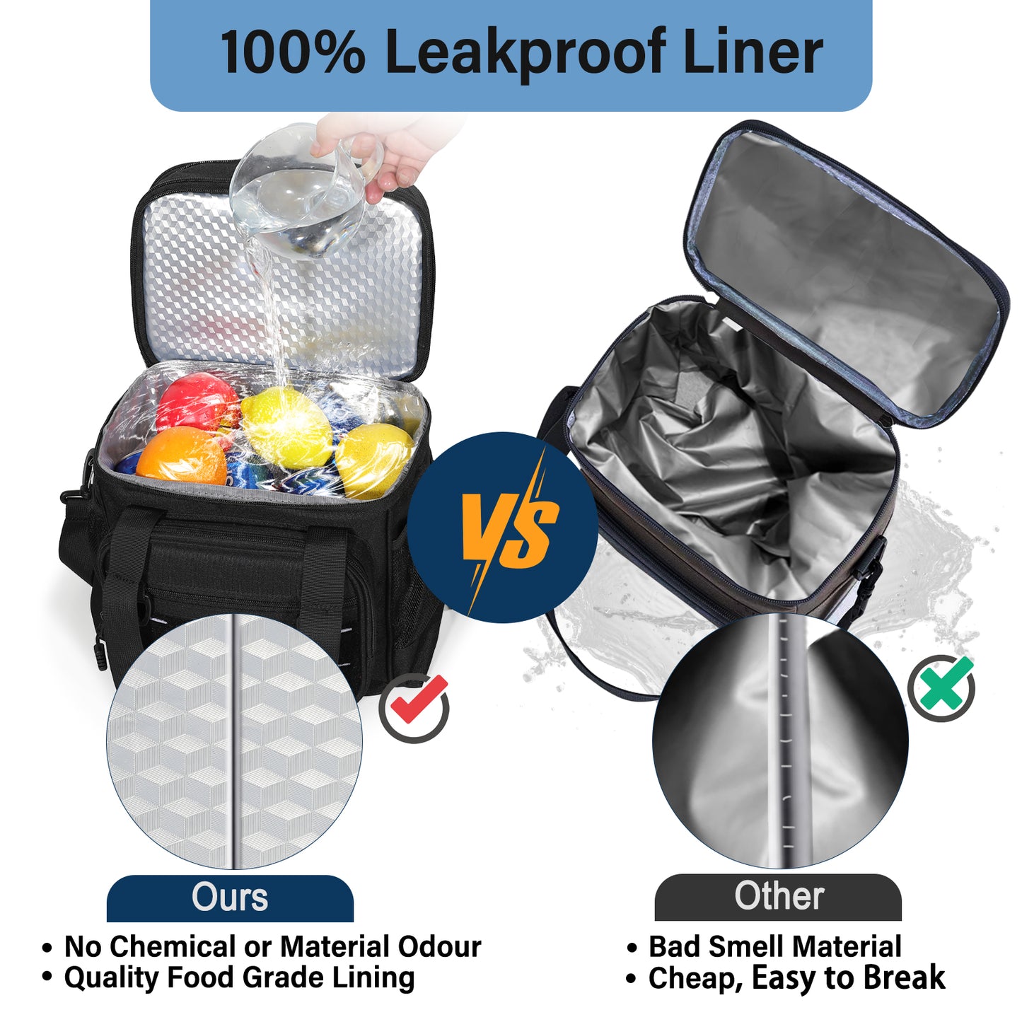 Lunch Box Cooler Bag - Tactical Insulated Lunchbox for Men - Large Lunch Pail Lunch Kit for Adults Work Outdoor Shifts Trips Black 16L
