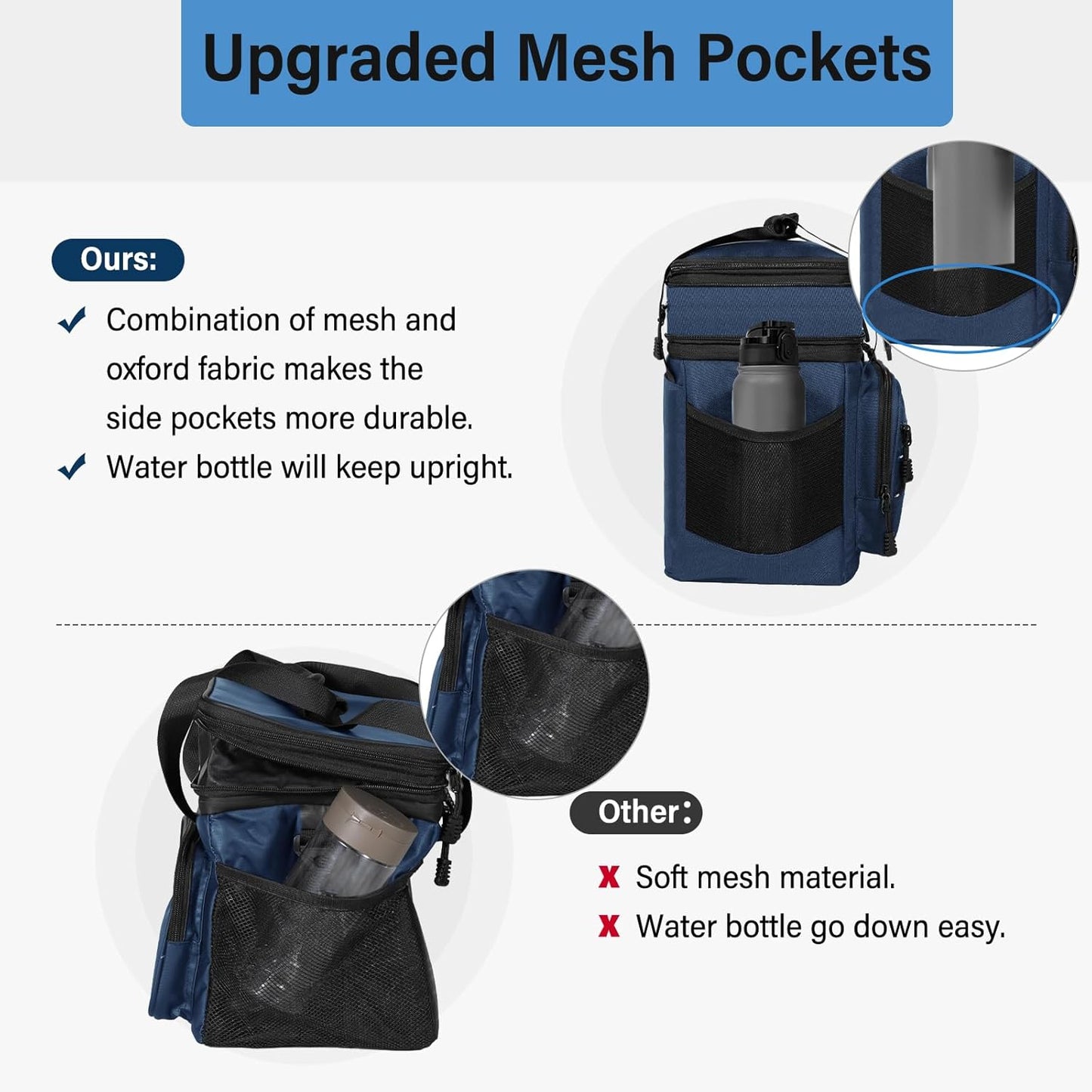 Lunch Box Cooler Bag - Insulated Tactical Lunchbox for Men - Large Lunch Pail Lunch Kit for Adults Work Outdoor Shifts Trips Blue 16L