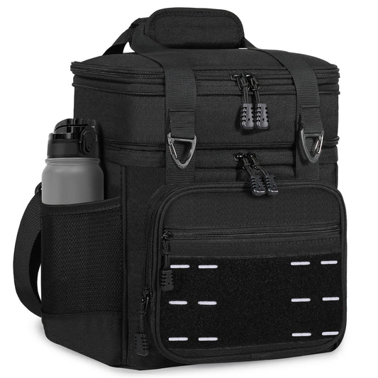 Lunch Box Cooler Bag - Tactical Insulated Lunchbox for Men - Large Lunch Pail Lunch Kit for Adults Work Outdoor Shifts Trips Black 16L