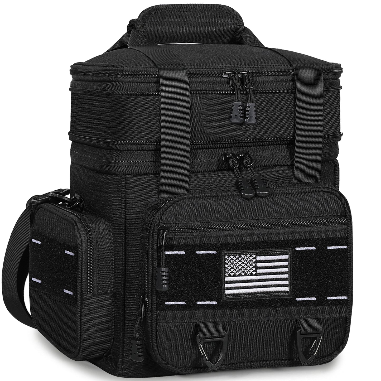 Expandable Tactical Lunch Box, Large Insulated Lunch Cooler Bag Heavy Duty Leakproof Lunch Pail for Men Adults Work Office Outdoor Picnic Trips,16L,Black