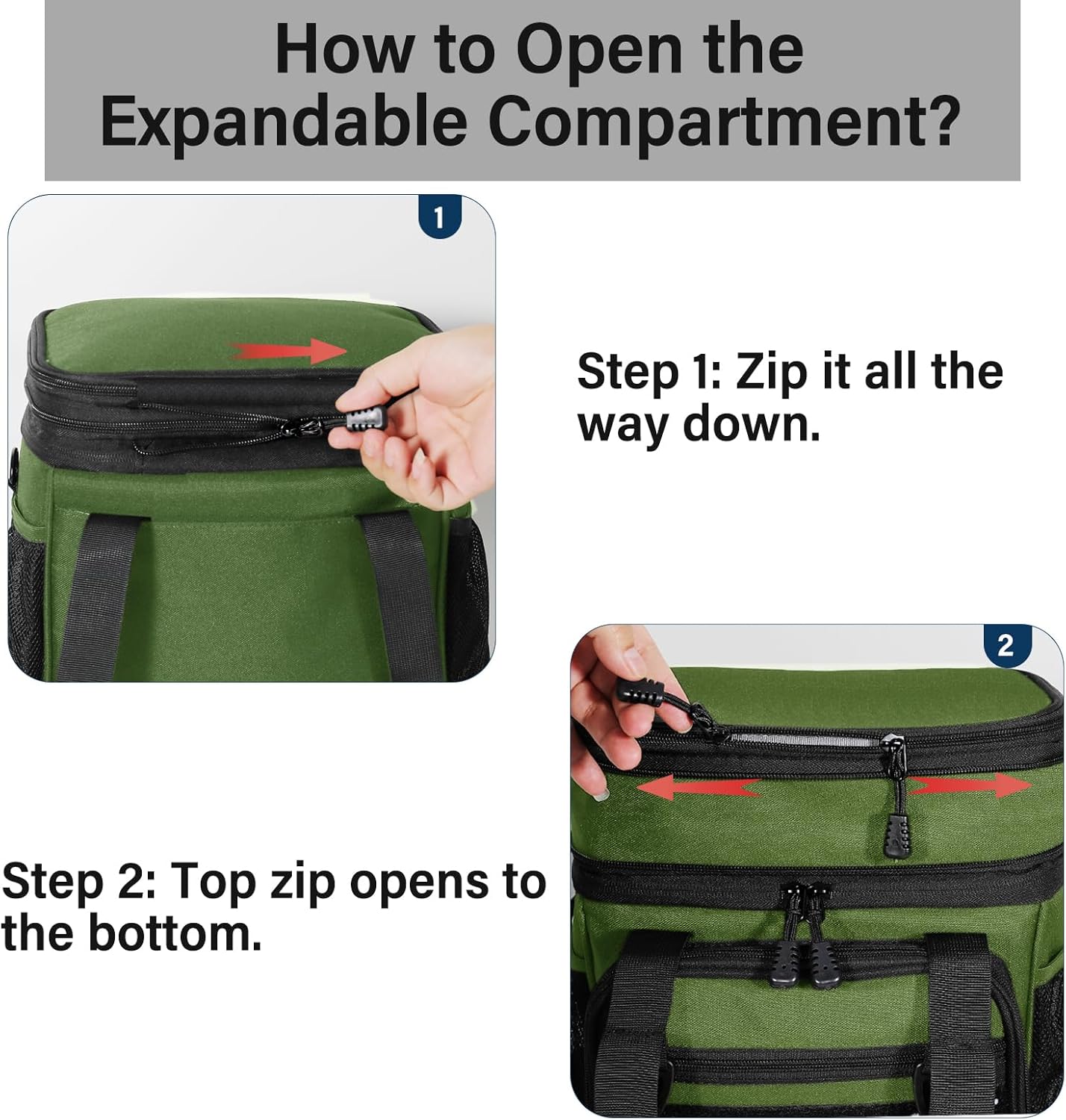 Expandable Tactical Lunch Box, Large Insulated Lunch Cooler Bag Heavy Duty Leakproof Lunch Pail for Men Adults Work Office Outdoor Picnic Trips,16L,Army Green