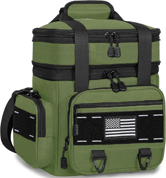 Expandable Tactical Lunch Box, Large Insulated Lunch Cooler Bag Heavy Duty Leakproof Lunch Pail for Men Adults Work Office Outdoor Picnic Trips,16L,Army Green